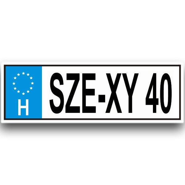 SZE-XY40 - Tréfás rendszámtábla