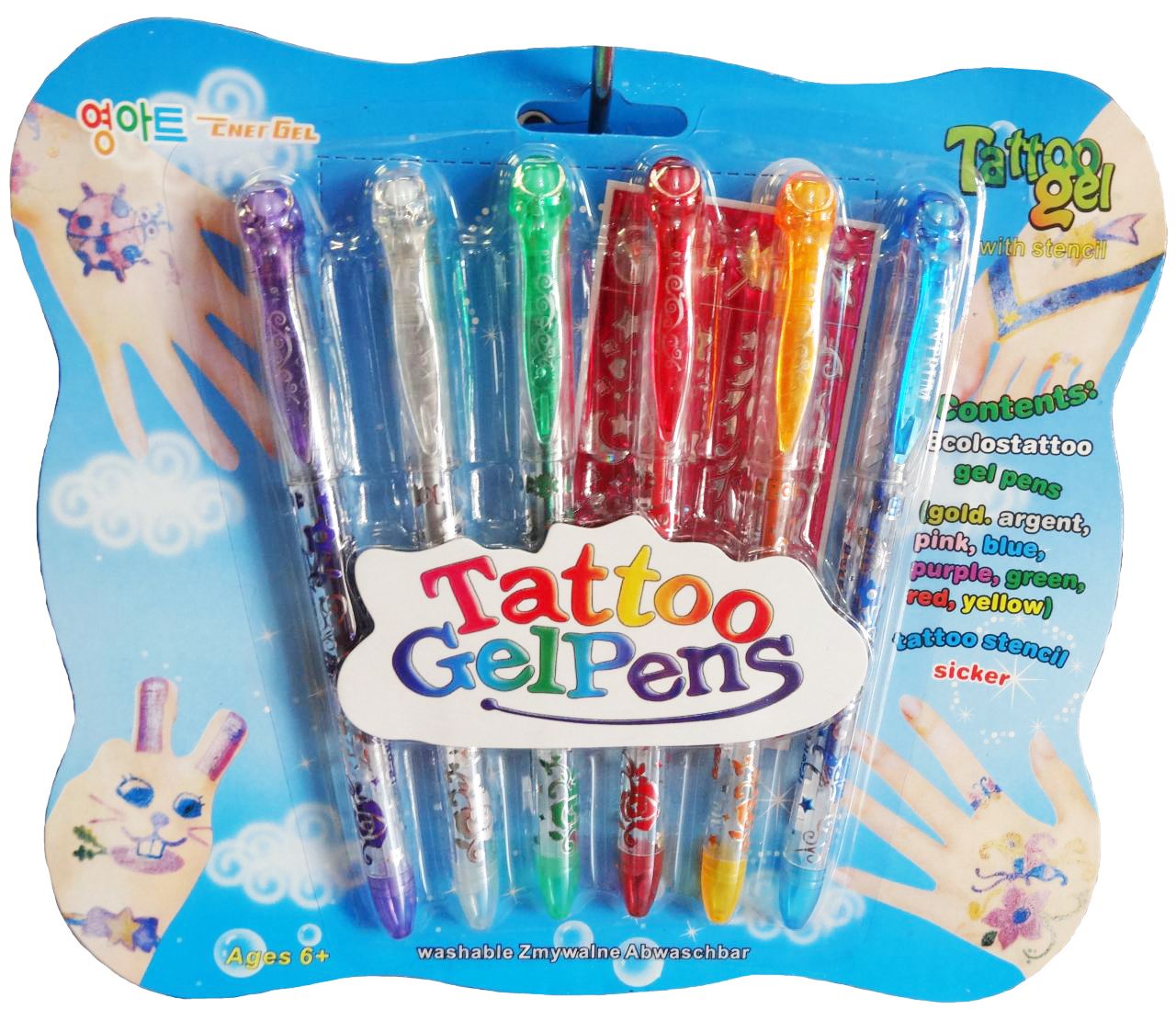 Tetováló toll szett Tattoo gelpens - Gyerek játék - G-8016