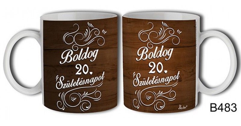 Bögre B483 Fa mintás Boldog 20. Születésnapot - Szülinapos bögre