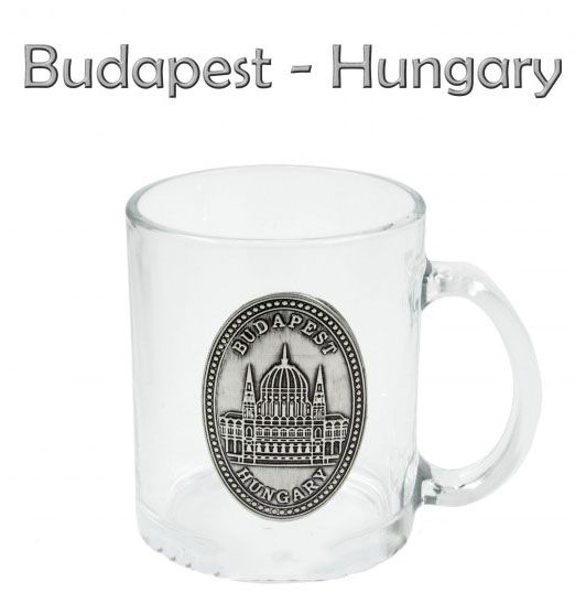 Üveg bögre 0,3l Budapest Parlament fémcímkés - Magyaros ajándék