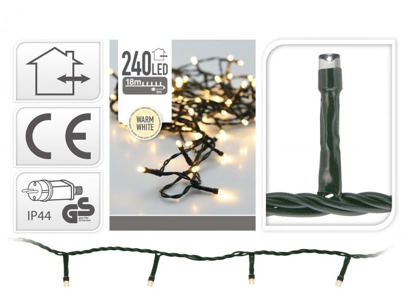 Karácsonyi 240 LEDes fényfüzér melegfehér kül- és beltéri 21m AX8401040 - Karácsonyi LEDes fényfüzér