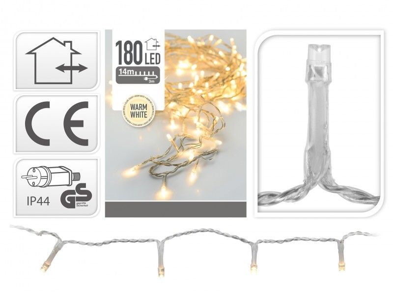 Karácsonyi 180 LEDes fényfüzér melegfehér kül- és beltéri 16,5m AX8404030 - Karácsonyi LEDes fényfüzér