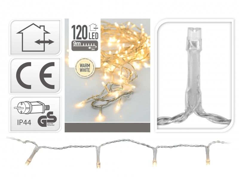 Karácsonyi 120 LEDes fényfüzér melegfehér kül- és beltéri 12m AX8404020 - Karácsonyi LEDes fényfüzér