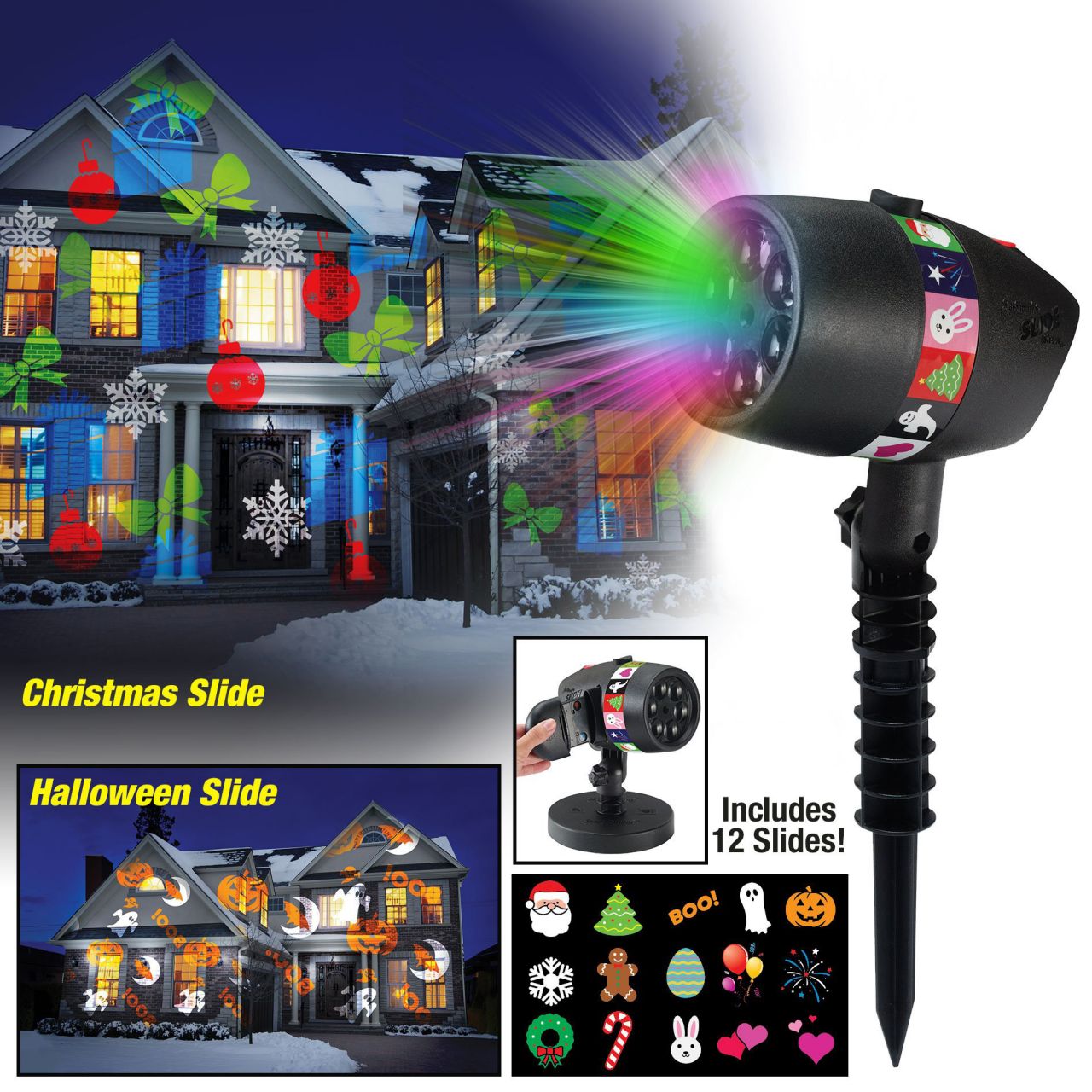 Kerti projektor kivetítő karácsonyi világítás 12 motívum - SS