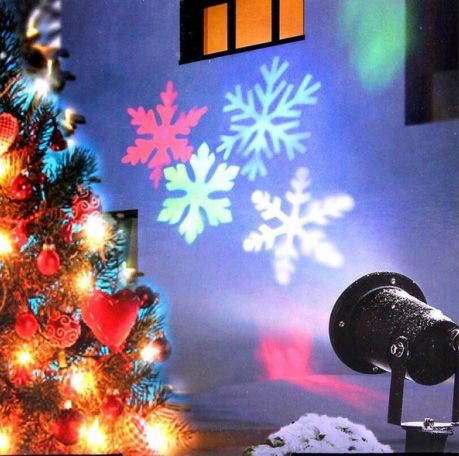 Kerti projektor kivetítő karácsonyi világítás színes hópihe - 2