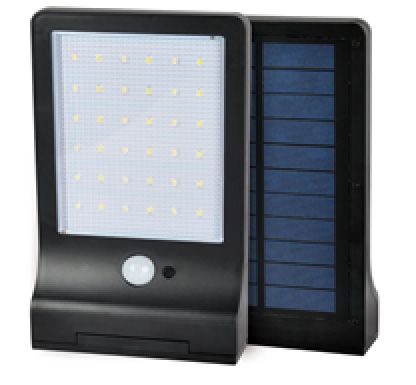 Vezeték nélküli Napelemes 36 LED Solar fali lámpa fény-mozgásérzékelős Fekete/Fehér - Vékony 1617