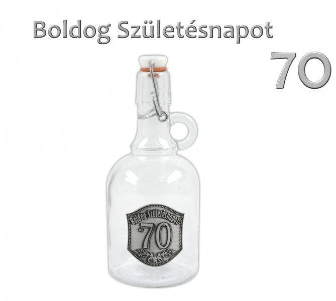 Óncimkés Füles csatos üveg Boldog 70. Születésnapot 0,5l - Óncimkés csatos üveg