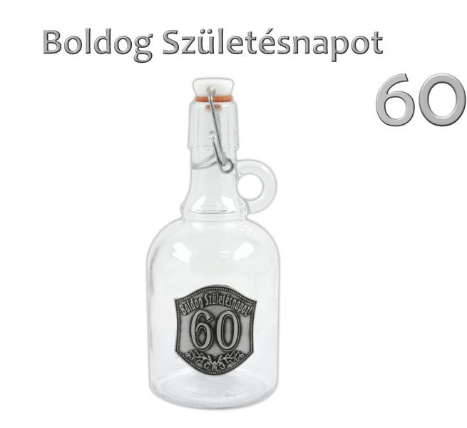 Óncimkés Füles csatos üveg Boldog 60. Születésnapot 0,5l - Óncimkés csatos üveg