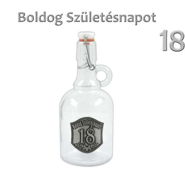 Óncimkés Füles csatos üveg Boldog 18. Születésnapot 0,5l - Óncimkés csatos üveg