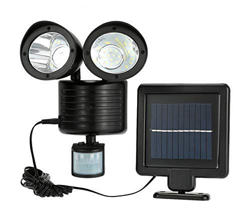 Vezeték nélküli Napelemes Kétfejű 22 LED fali lámpa fény-mozgásérzékelős - Kétfejű