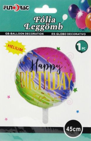 Lufi fólia Happy Birthday színes 45cm 612533