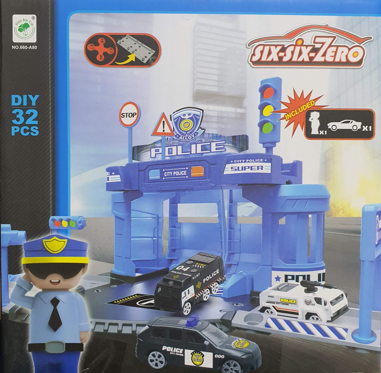 Autós parkoló Police 32db-os szett - Gyerek játék
