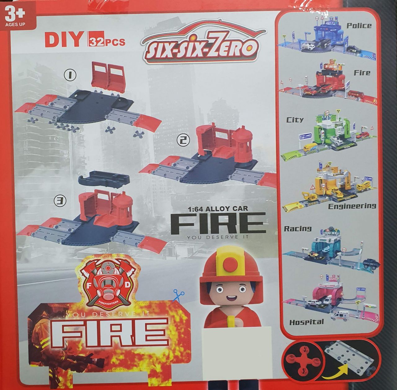 Autós parkoló Fire 32db-os szett - Gyerek játék