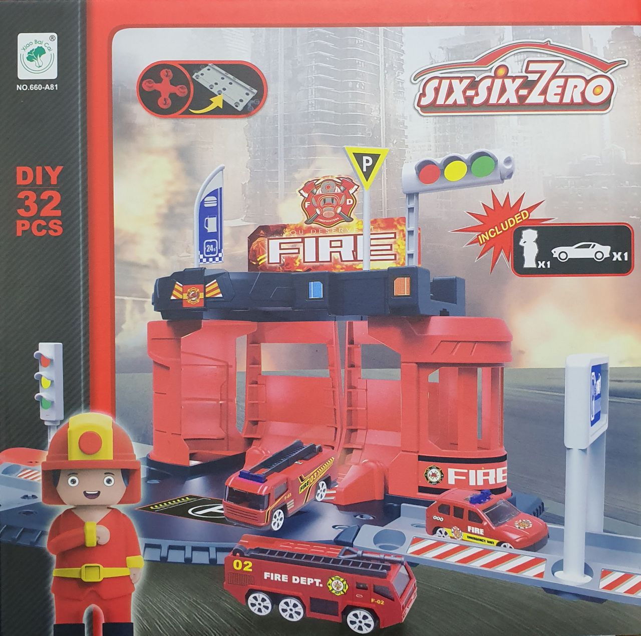 Autós parkoló Fire 32db-os szett - Gyerek játék