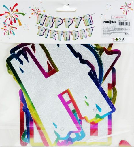 Happy Birthday banner ezüst/metál 3m 614087