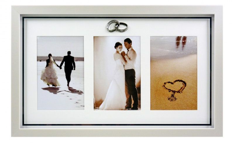 Fényképtartó esküvőre fehér gyűrűs 3db 10x15cm-es képhez U346X3-C19 - Fényképtartó