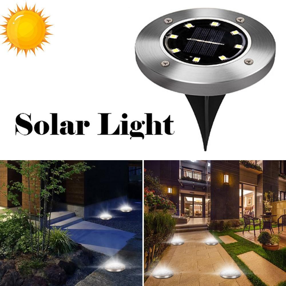 4db Vezeték nélküli Napelemes 8db LED lámpa kerti lámpa fényérzékelős - 8 Led Disk