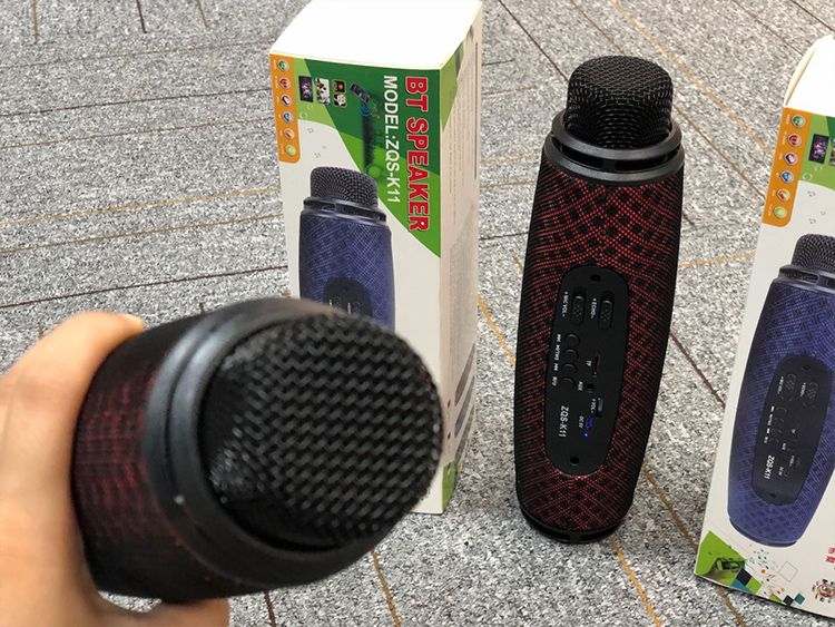 Bluetooth hangszóró Karaoke, Akkus,Mp3,Rádió,USB, TF/micro SD kártya, Tel kihangosító, AUX - ZQS-K11