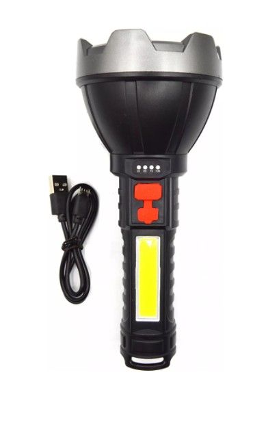 Keresőlámpa Extra erős LED + COB LED Elemlámpa Akkumulátorral USB - ZJ-04
