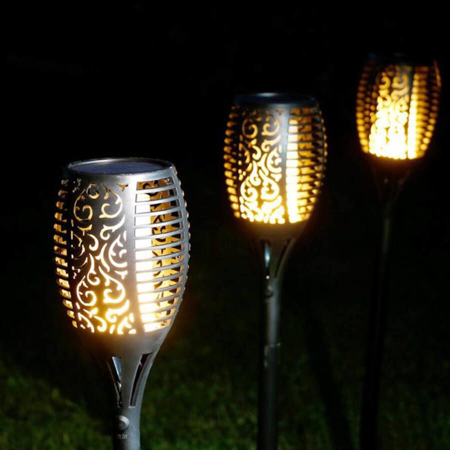 Napelemes földbe szúrható Lángot imitáló LED fáklya 60cm - XF6006