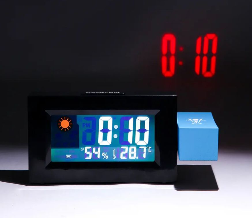 Projektoros hangvezérléses Digitális Led ébresztő Óra naptár, hőmérséklet - 8290