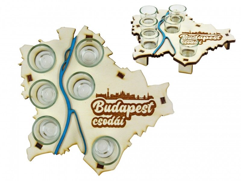Budapest csodái + pálinkás pohár 6db - Pálinkás pohár készlet