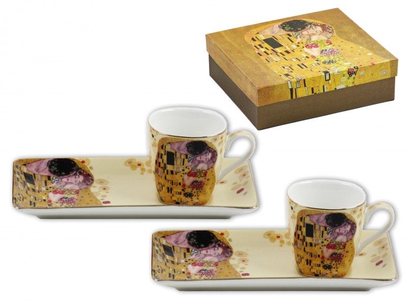 Kávés csésze szett Klimt Csók 2+2db díszdobozban KLIMT0097 - Ajándék bögre