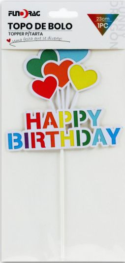 Torta dekoráció Happy Birthday színes 23cm 618146