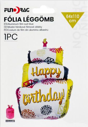 Lufi fólia Happy Birthday torta 64x110cm 614322