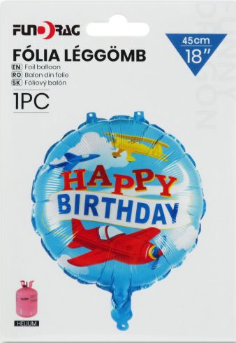 Lufi fólia Happy Birthday repülős 45cm 622488