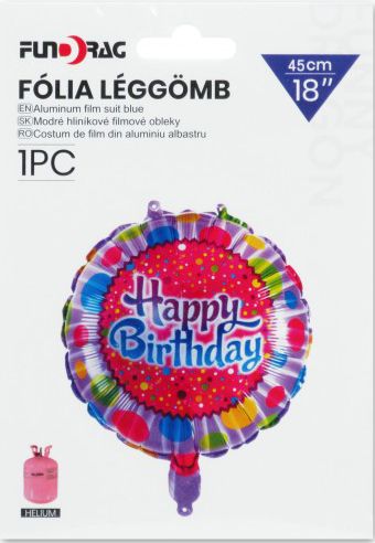 Lufi fólia Happy Birthday pöttyös 45cm 621450