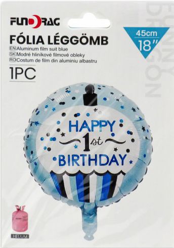 Lufi fólia 1st Happy Birthday kék 45cm 614247