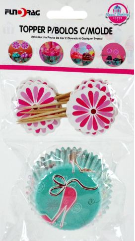 Muffin dekor szett virágos/cipős 24+24db 228563