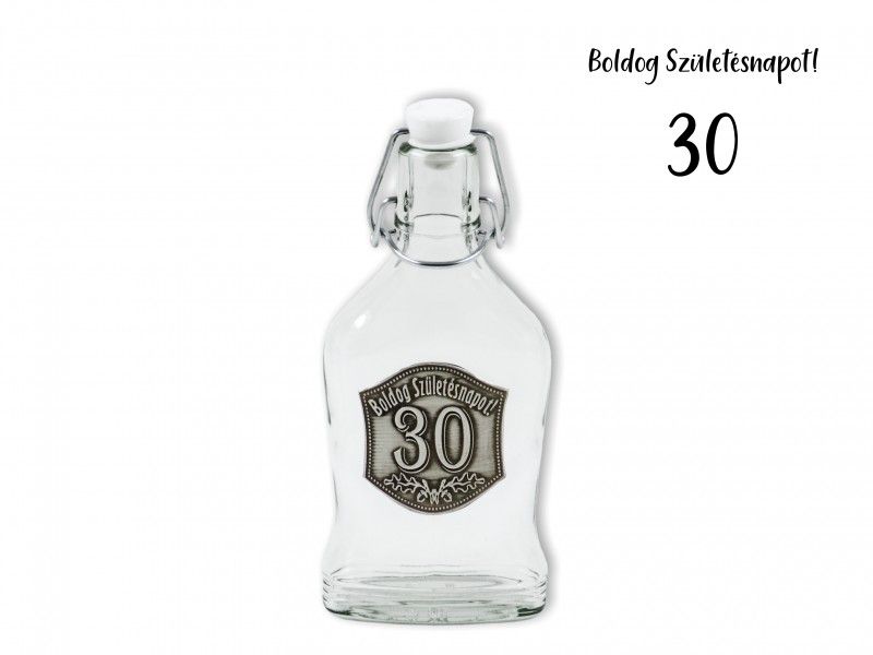 Csatosüveg fémcímkés Boldog 30. Születésnapot 200ml - Óncimkés csatos üveg