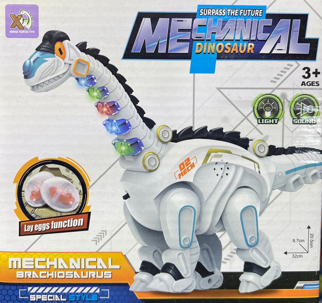 Elemes Mechanical Dinosaur Dínó mozog, világít No.3356 - Gyerek játék