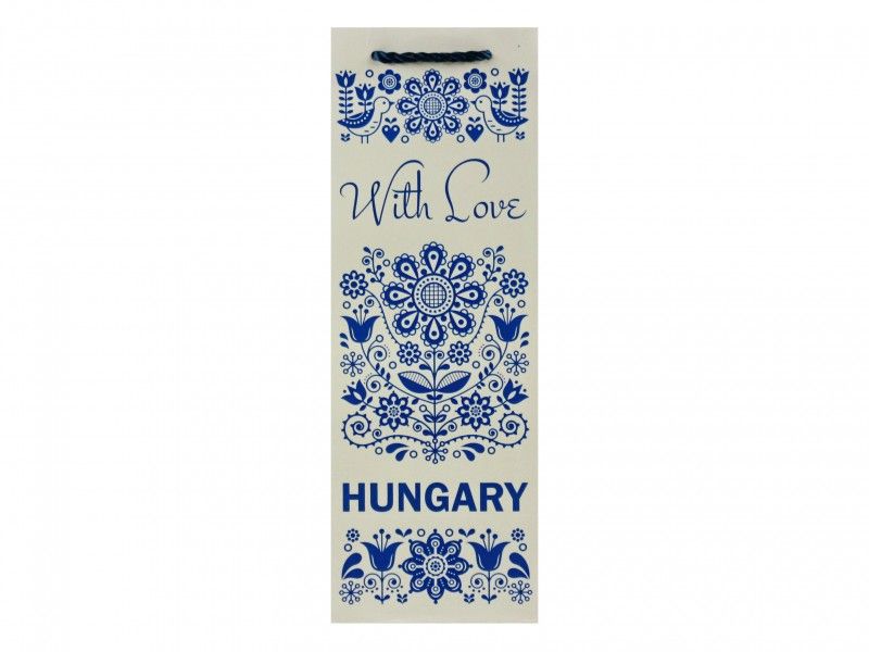 Ajándéktasak italos Hungary with love kék 12,5x10x34cm 02133