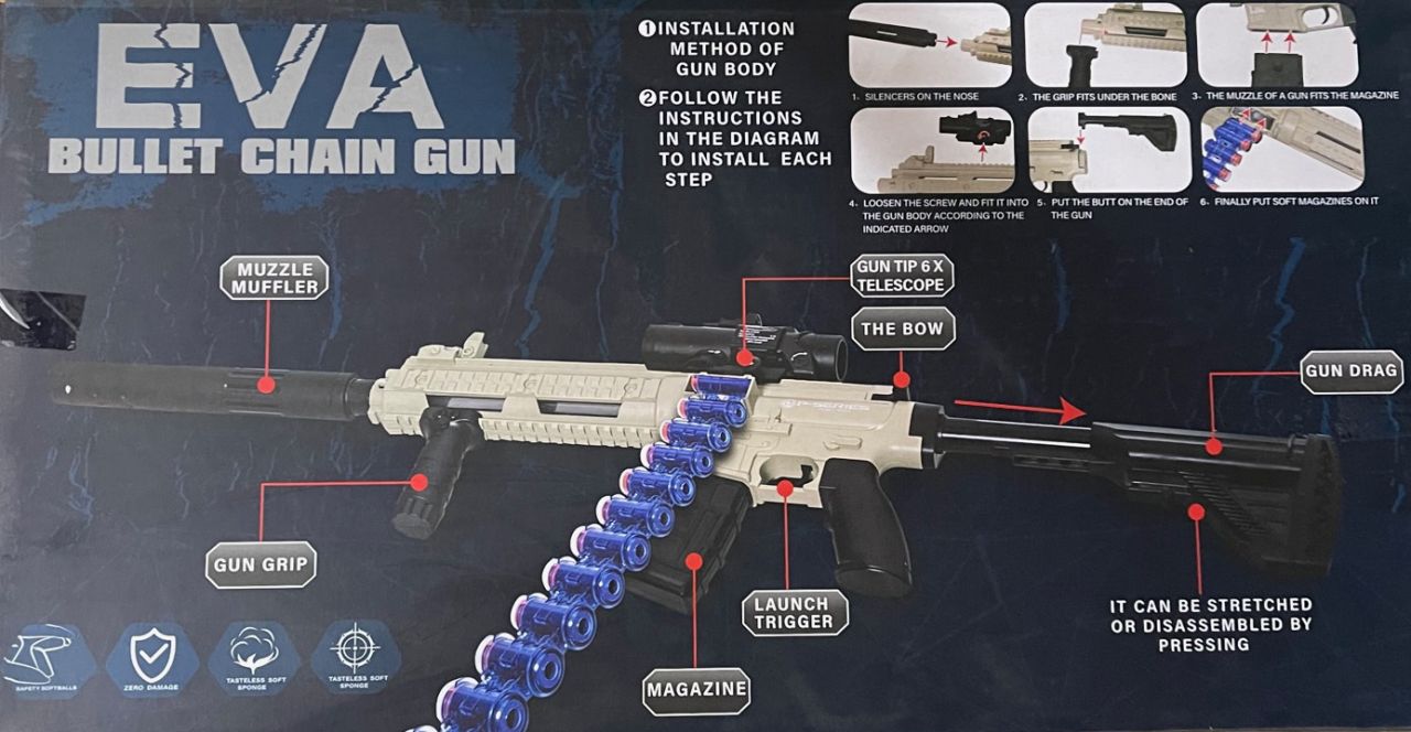 Műanyag Puska EVA bullet chain gun M416 No.760 - Gyerek játék
