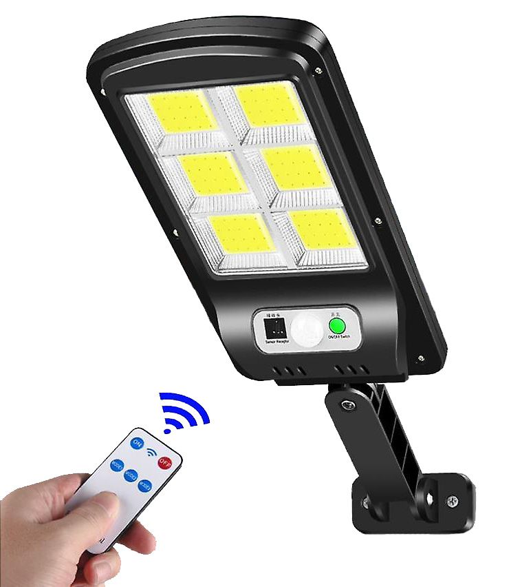 Vezeték nélküli Napelemes 6x COB LED utcai fali lámpa fény-mozgásérzékelős távirányítóval - DNL-6035A