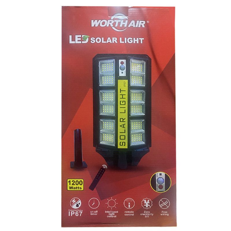 Vezeték nélküli Napelemes Brutál 1200W 240 LED utcai fali lámpa fény-mozgásérzékelős távirányítóval - WA22-15