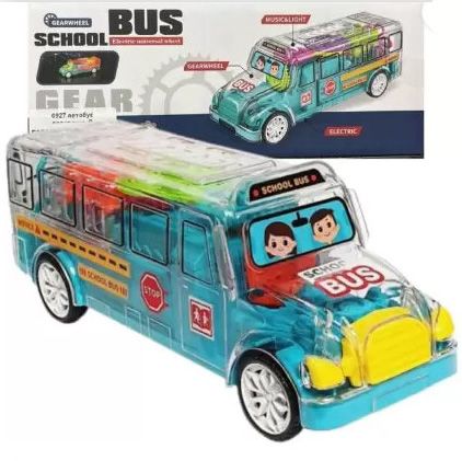 School Bus Gear Átlátszó világítós zenélős önműködő busz No.0927 - Gyerek játék