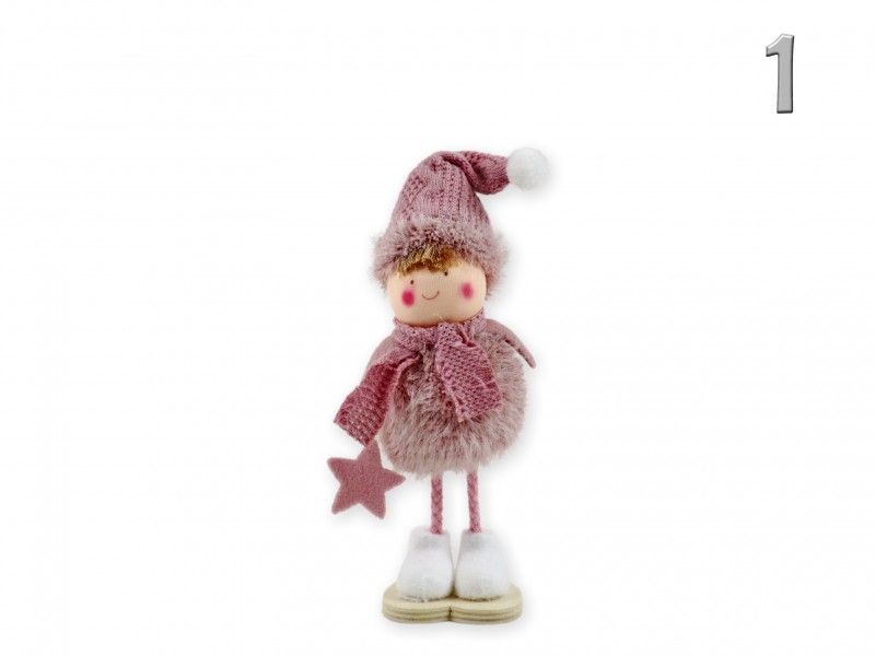 Fiú/lány figura téli ruhás rózsaszín 18cm 02643 2féle