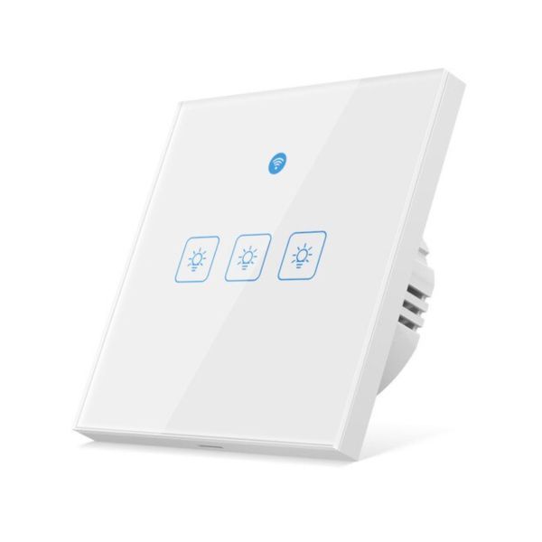 eWeLink app kompatibilis, mozgásérzékelős három gombos okos WiFi villanykapcsoló (fehér)
