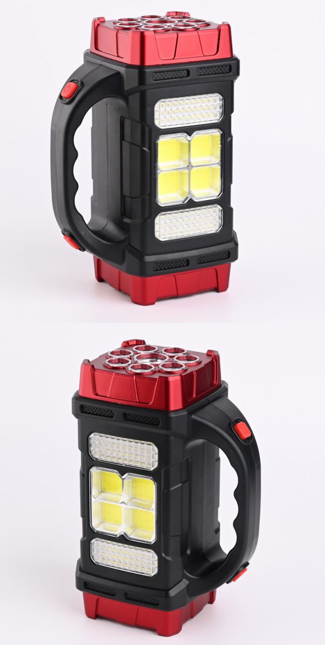 Multifunkciós 8 LED + 4 COB LED Lámpa akkumulátoros Napelemes munkalámpa elemlámpa, USB - HB-1678