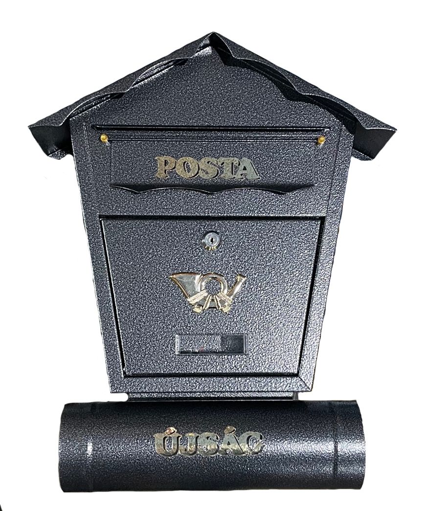 Zárható fém postaláda újságtartóval (hegyes) Szürke - Postaláda