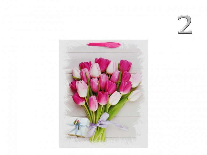 Ajándéktasak tulipán közép 18x8x23cm 4féle 02930