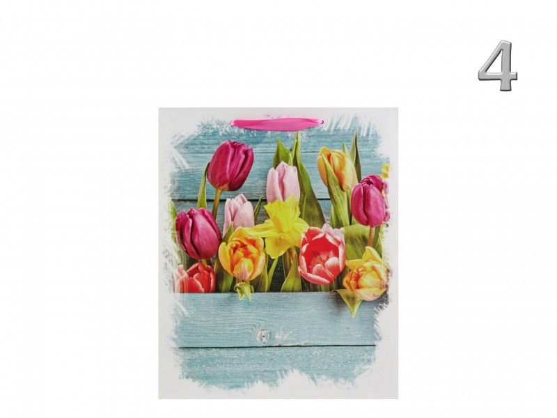 Ajándéktasak tulipán közép 18x8x23cm 4féle 02930