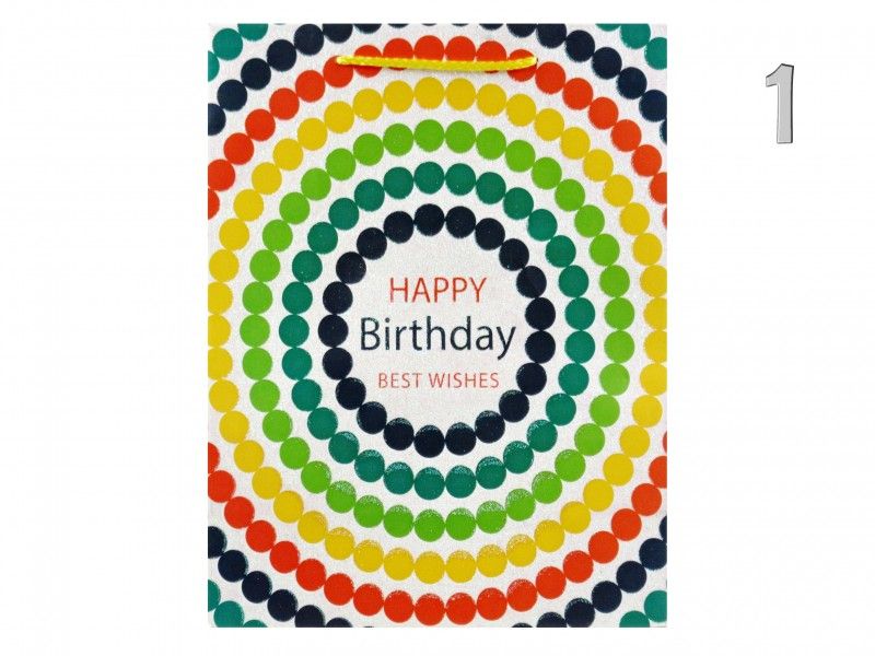 Ajándéktasak Happy Birthday színes glitteres óriás 31x12x44cm 4féle 02834