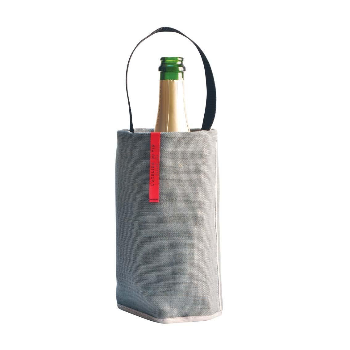 L'Atelier du Vin 095501-9 Fresh Baladeur Lin Gris hordozható palackhűtős szatyor