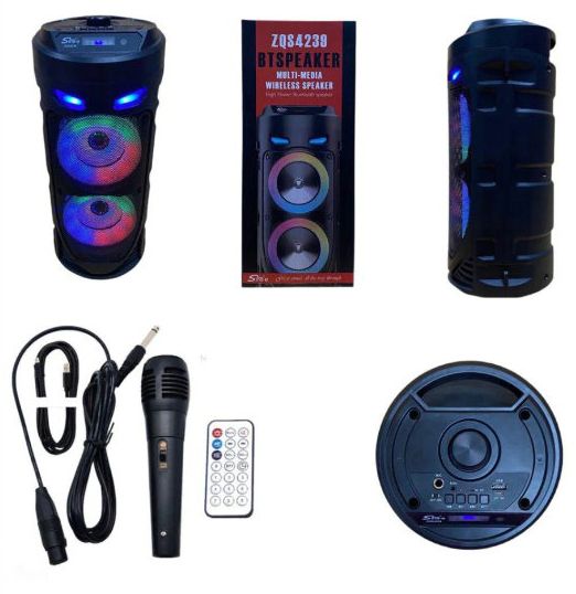 4" x 2 Bluetooth LED hangszóró Akkus,Mp3,Rádió,USB, TF/micro SD kártya, AUX - ZQS-4239