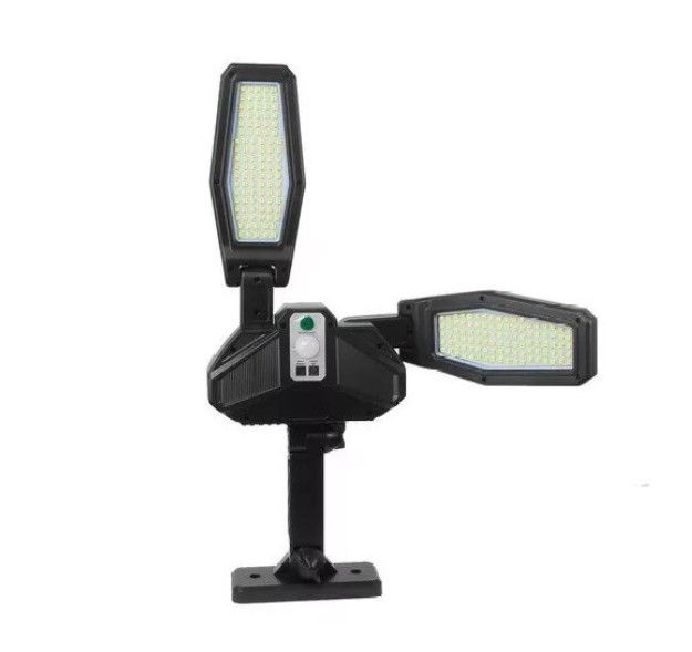 Vezeték nélküli Napelemes Kétfejű 200 LED fali lámpa fény-mozgásérzékelős távirányítóval - KXK-988